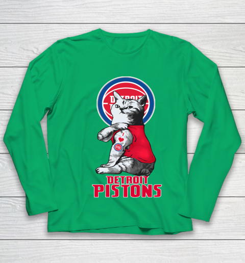 NBA Basketball My Cat Loves Detroit Pistons Youth Long Sleeve 4
