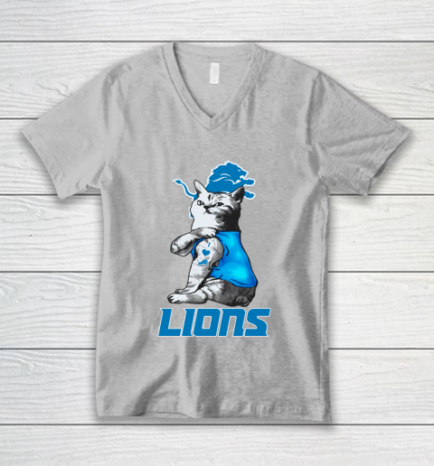 NFL Football My Cat Loves Detroit Lions V-Neck T-Shirt 3