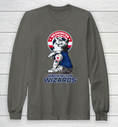NBA Basketball My Cat Loves Washington Wizards Long Sleeve T-Shirt - Image 6