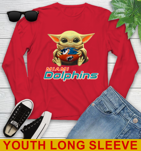 NFL Football Miami Dolphins Baby Yoda Star Wars Shirt Youth Long Sleeve 11