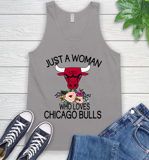 NBA Just A Woman Who Loves Chicago Bulls Basketball Sports Tank Top 2