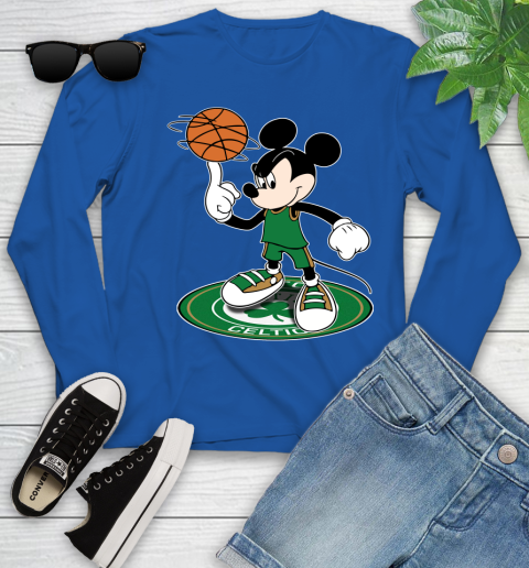 NBA Basketball Boston Celtics Cheerful Mickey Disney Shirt Youth Long Sleeve 10