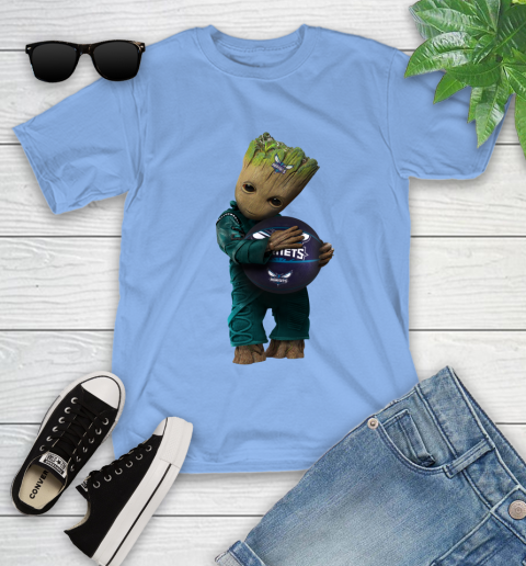 NBA Groot Guardians Of The Galaxy Basketball Sports Charlotte Hornets Youth T-Shirt 11