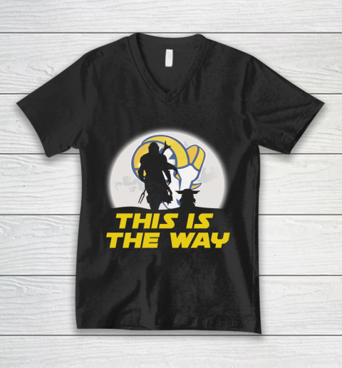 Los Angeles Rams NFL Football Star Wars Yoda And Mandalorian This Is The Way V-Neck T-Shirt