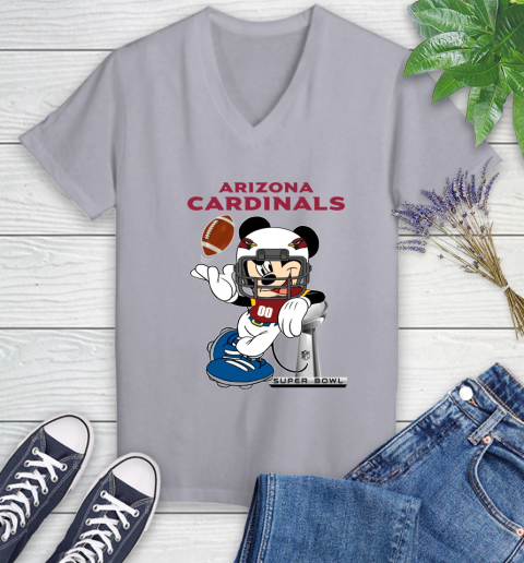 NFL Arizona Cardinals Mickey Mouse Disney Super Bowl Football T Shirt Women's V-Neck T-Shirt 4