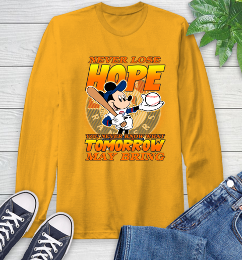 Texas Rangers MLB Baseball Mickey Disney Never Lose Hope Long Sleeve T-Shirt 2