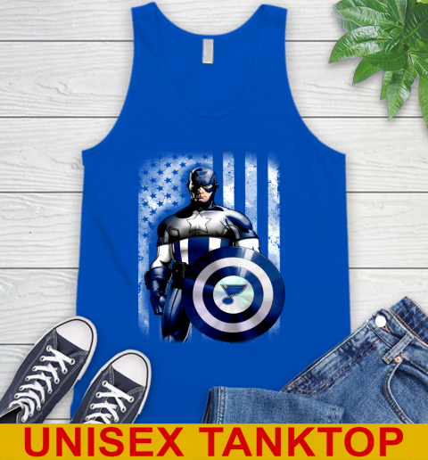 St.Louis Blues NHL Hockey Captain America Marvel Avengers American Flag Shirt Tank Top 4