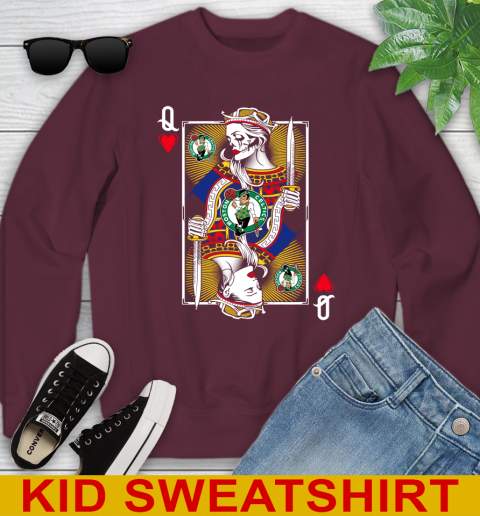 NBA Basketball Boston Celtics The Queen Of Hearts Card Shirt Youth Sweatshirt 4
