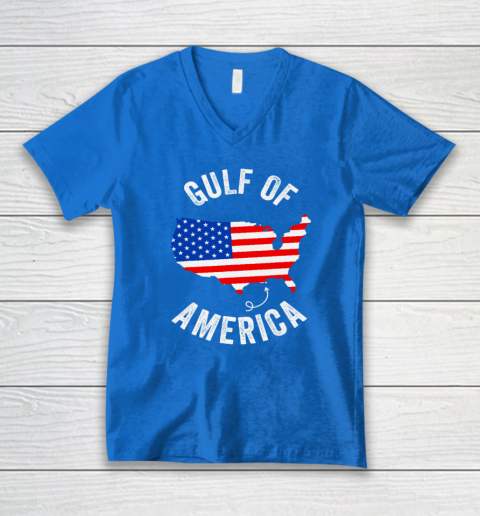 Gulf of USA America Funny Gulf of Mexico USA Flag Map July 4th V-Neck T-Shirt 4