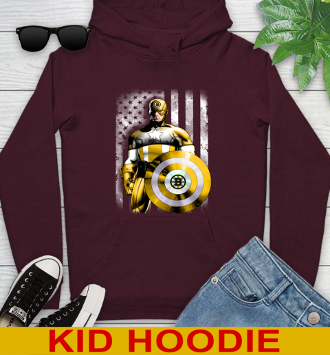 Boston Bruins NHL Hockey Captain America Marvel Avengers American Flag Shirt Youth Hoodie 7