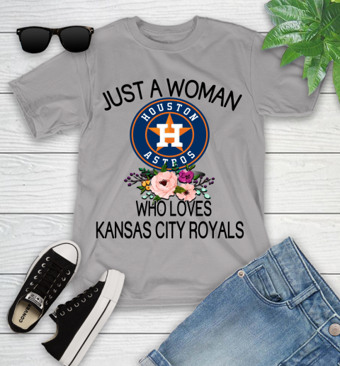 MLB Just A Woman Who Loves Kansas City Royals Baseball Sports Youth T-Shirt 2
