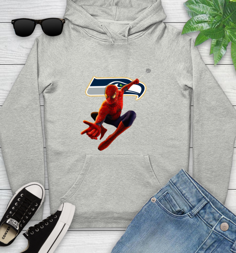NFL Spider Man Avengers Endgame Football Seattle Seahawks Youth Hoodie