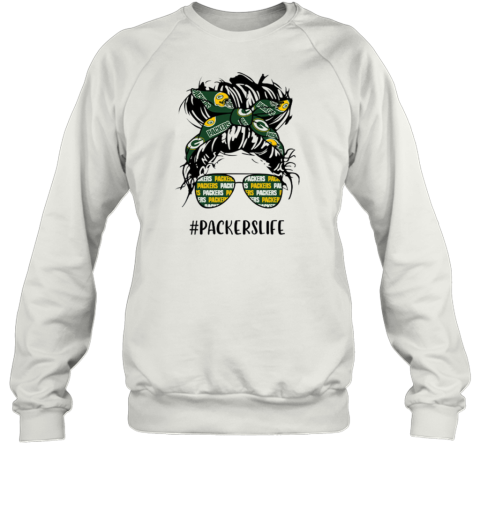 Packers Life Green Bay Packers Messy Bun Girl With Headband And Glasses for Football Lover Sweatshirt