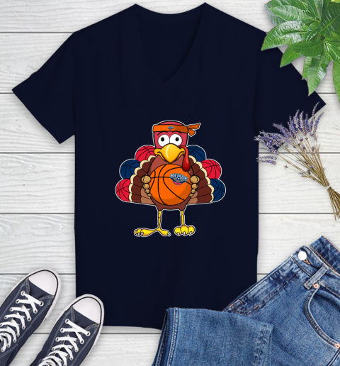 New Orleans Pelicans Turkey thanksgiving day Women's V-Neck T-Shirt 3