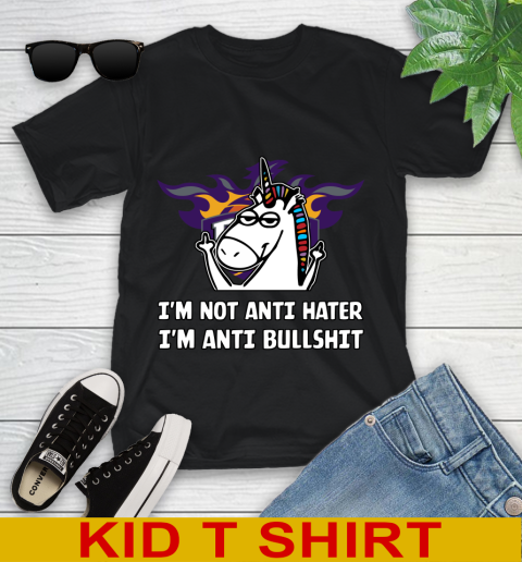 Phoenix Suns NBA Basketball Unicorn I'm Not Anti Hater I'm Anti Bullshit Youth T-Shirt 2