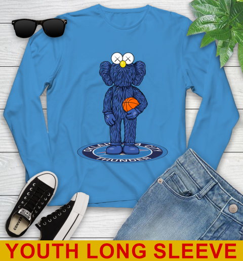 NBA Basketball Oklahoma City Thunder Kaws Bff Blue Figure Shirt Youth Long Sleeve 8