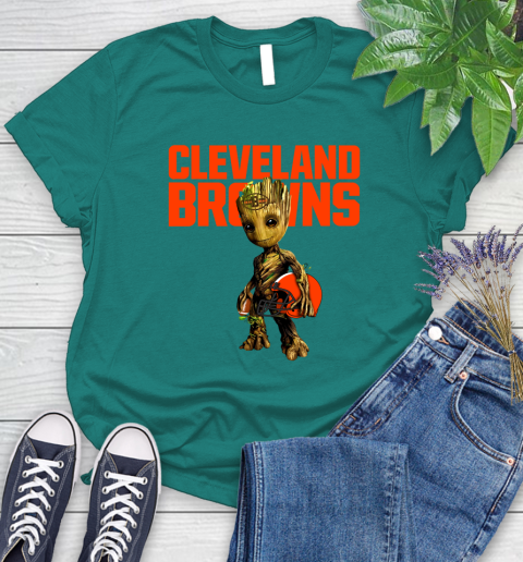 Cleveland Browns NFL Football Groot Marvel Guardians Of The Galaxy Women's T-Shirt 12