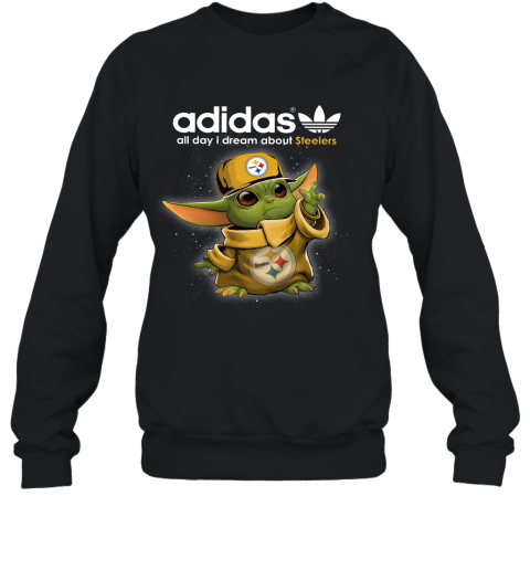 Baby Yoda Adidas All Day I Dream About Pittsburg Steelers Sweatshirt