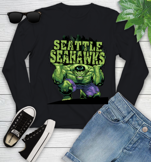 Seattle Seahawks NFL Football Incredible Hulk Marvel Avengers Sports Youth Long Sleeve 2