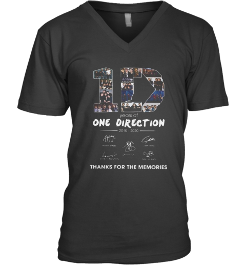 10 Years Of One Direction 2010 2020 Signatures V-Neck T-Shirt