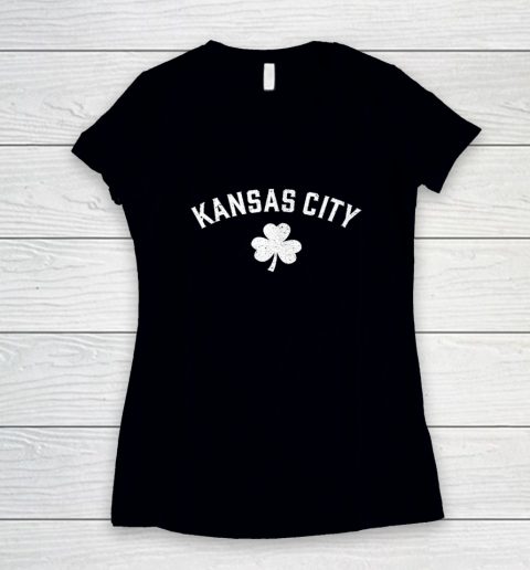 Kansas City St Patrick's Shirt  Patty's Day Shamrock Women's V-Neck T-Shirt