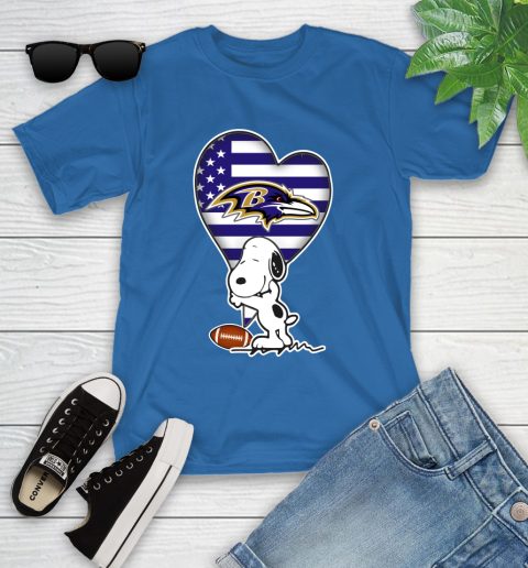 Baltimore Ravens NFL Football The Peanuts Movie Adorable Snoopy Youth T-Shirt 9