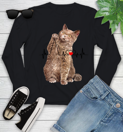 Nurse Shirt Curious Cat Messing With Heart Line Funny T Shirt Youth Long Sleeve