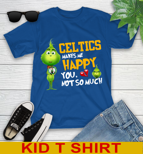 NBA Boston Celtics Makes Me Happy You Not So Much Grinch Basketball Sports Youth T-Shirt 10