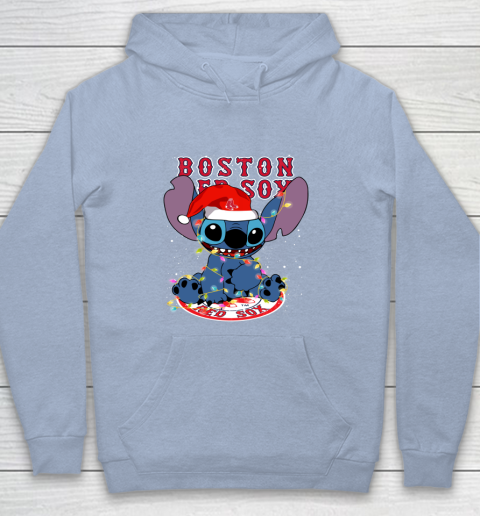 Boston Red Sox MLB noel stitch Baseball Christmas Youth Hoodie 5