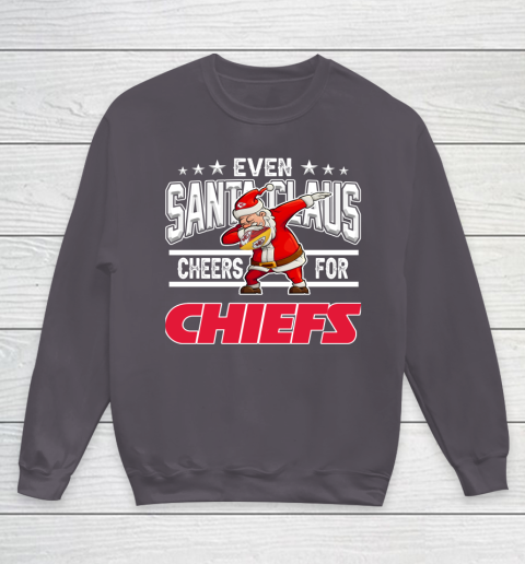 Kansas City Chiefs Even Santa Claus Cheers For Christmas NFL Youth Sweatshirt 5