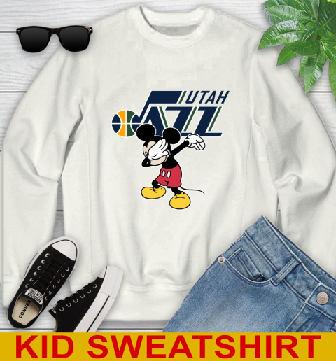 Utah Jazz NBA Basketball Dabbing Mickey Disney Sports Youth Sweatshirt