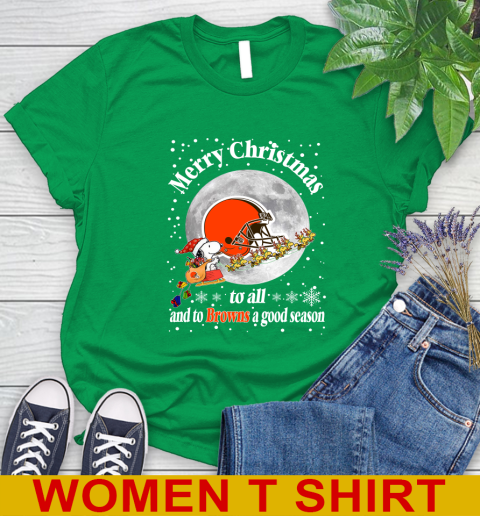 Cleveland Browns Merry Christmas To All And To Browns A Good Season NFL Football Sports Women's T-Shirt 7