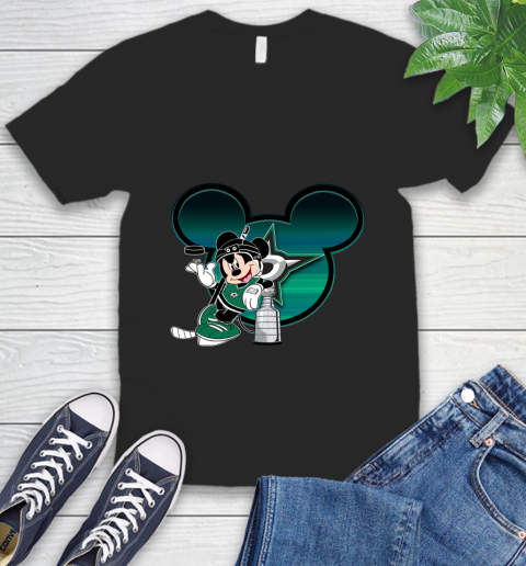 NHL Dallas Stars Stanley Cup Mickey Mouse Disney Hockey T Shirt V-Neck T-Shirt 2