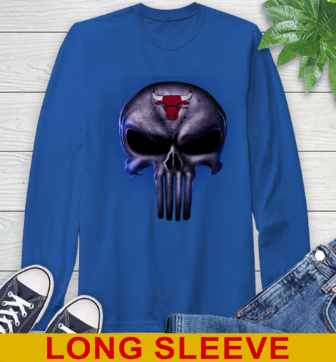 Chicago Bulls NBA Basketball Punisher Skull Sports Long Sleeve T-Shirt - Image 12