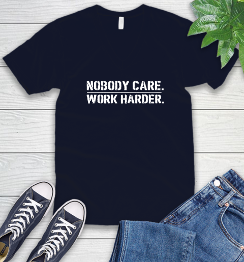Lamar Jackson Nobody Cares Work Harder V-Neck T-Shirt 2