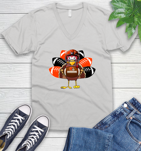 Cleveland Browns Turkey Thanksgiving Day V-Neck T-Shirt