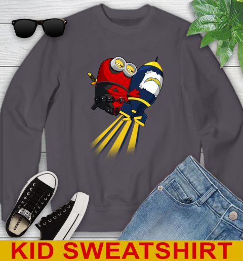 NFL Football Los Angeles Chargers Deadpool Minion Marvel Shirt Youth Sweatshirt 5