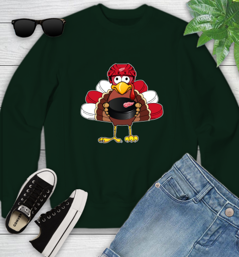 Detroit Red Wings Turkey Thanksgiving Day Youth Sweatshirt 10