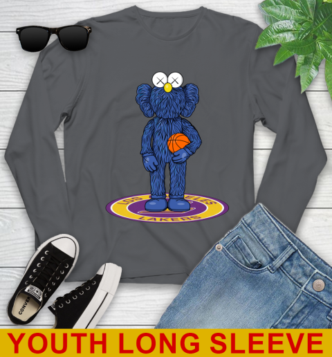 NBA Basketball Los Angeles Lakers Kaws Bff Blue Figure Shirt Youth Long Sleeve 9