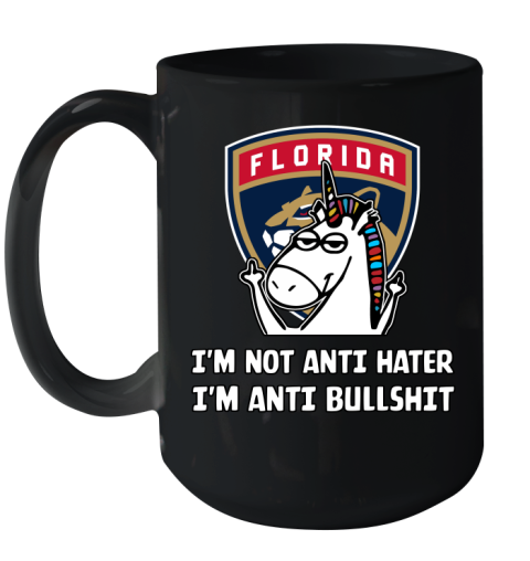 Florida Panthers NHL Hockey Unicorn I'm Not Anti Hater I'm Anti Bullshit Ceramic Mug 15oz 2