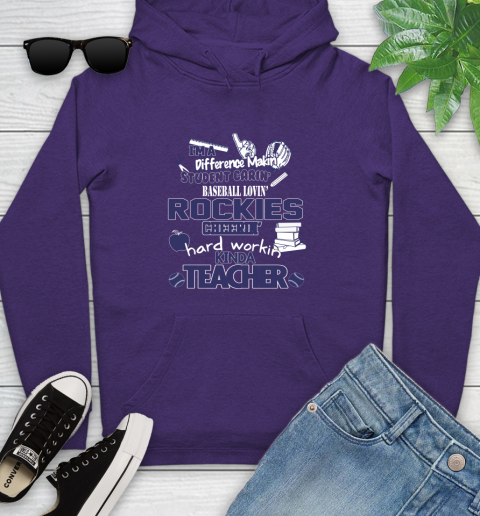 Colorado Rockies MLB I'm A Difference Making Student Caring Baseball Loving Kinda Teacher Youth Hoodie - Image 6