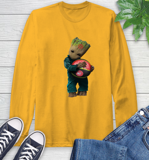 NBA Groot Guardians Of The Galaxy Basketball Sports Atlanta Hawks Long Sleeve T-Shirt 3
