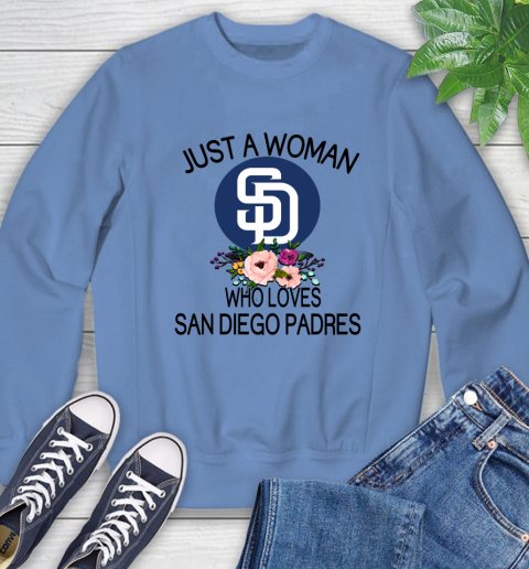 MLB Just A Woman Who Loves San Diego Padres Baseball Sports Sweatshirt 8