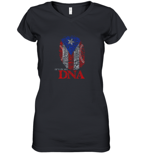 Puerto Rico Baseball DNA Shirt PR Boricua Flag Borinquen Women's V-Neck T-Shirt