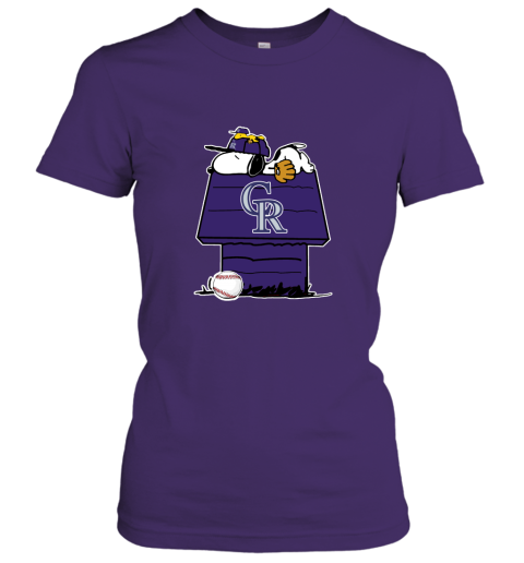 Colorado Rockies Snoopy And Woodstock Resting Together MLB Women's T-Shirt