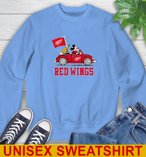 NHL Hockey Detroit Red Wings Pluto Mickey Driving Disney Shirt Sweatshirt 11