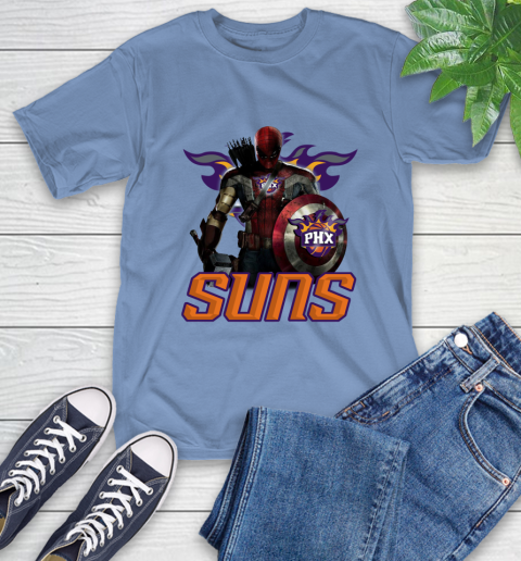 Phoenix Suns NBA Basketball Captain America Thor Spider Man Hawkeye Avengers T-Shirt 11