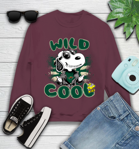 NHL Hockey Minnesota Wild Cool Snoopy Shirt Youth Sweatshirt 3