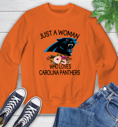 NFL Just A Woman Who Loves Carolina Panthers Football Sports Sweatshirt 2