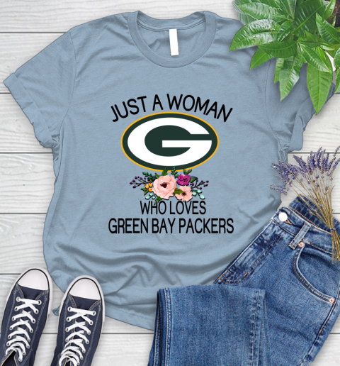 NFL Just A Woman Who Loves Green Bay Packers Football Sports Women's T-Shirt 6